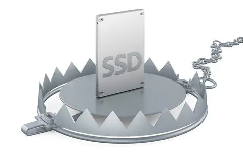 Bear trap with solid state drive SSD, 3D rendering Stock Illustration