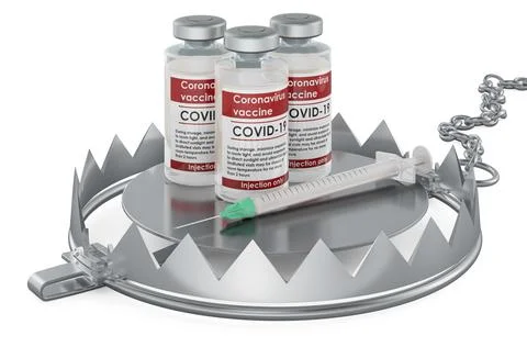 Bear trap with vaccine, 3D rendering Stock Illustration