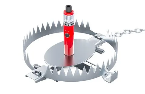 Bear trap with Vape Pen. 3D rendering Stock Illustration