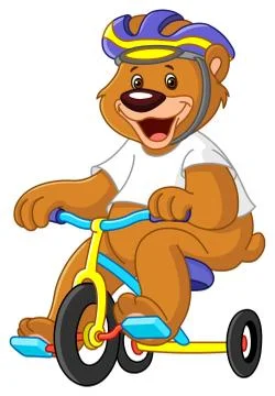 Bear on tricycles Stock Illustration