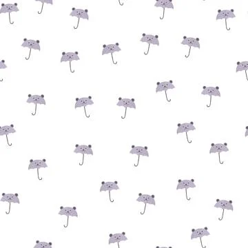 Bear umbrella seamless pattern. Funny characters background. 스톡 일러스트