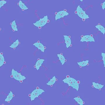 Bear umbrella seamless pattern. Funny characters background. Illustrazione stock