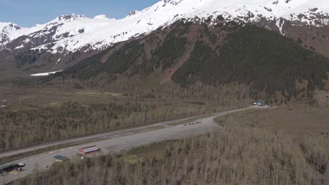 Bear Valley Car Staging Area at Whittier Tunnel Entrance, Spring 2026 Stock Footage 345476517