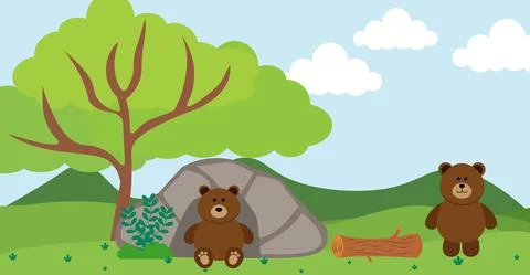 Bear Vector Cute Animals in Cartoon Style, Wild Animal, Designs for Baby clot 스톡 일러스트