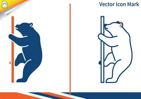 Bear vector icon mark: collection of filled and outline styles. Illustrazione stock