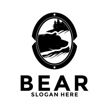 Bear vector illustration logo design, Bear head mascot vector template Illustrazione stock