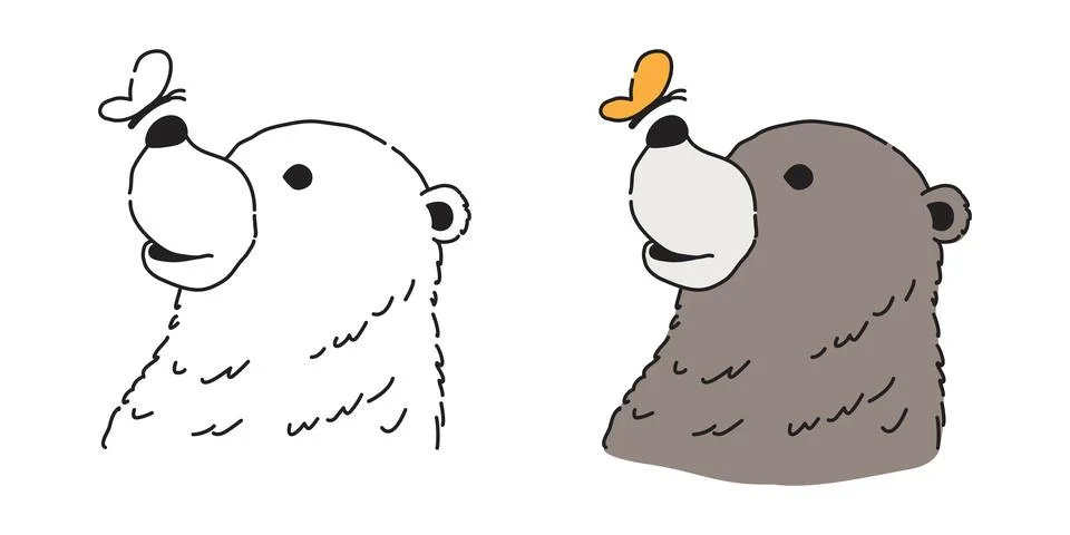 Bear vector Polar bear icon logo face head butterfly cartoon character Stock Illustration