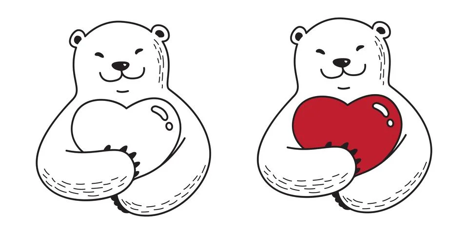 Bear vector Polar bear icon logo Hug Heart valentine cartoon character イラスト素材