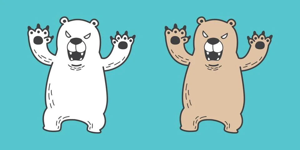 Bear vector Polar bear icon logo angry illustration character cartoon Illustrazione stock
