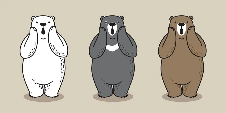 Bear vector Polar Bear icon logo excite cartoon illustration character doodle Stock Illustration