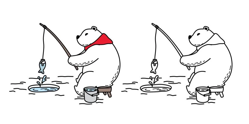 Bear vector Polar Bear icon cartoon logo fishing character doodle Illustrazione stock