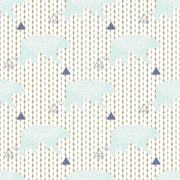 Bear vector seamless pattern with triangles on knited texture Stockillustratie