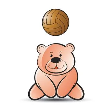 Bear with vollyball Stock Illustration