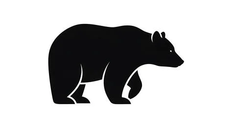 Bear walking profile silhouette vector in minimalist black and white flat g.. Illustration
