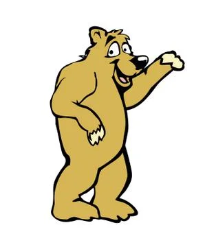 Bear waves his paw. Color vector flat illustration on white background. Stock Illustration