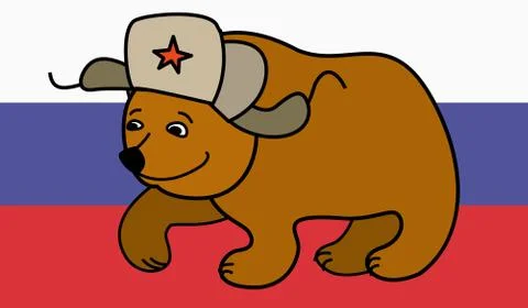 Bear wearing a Russian hat earflaps Stock Illustration