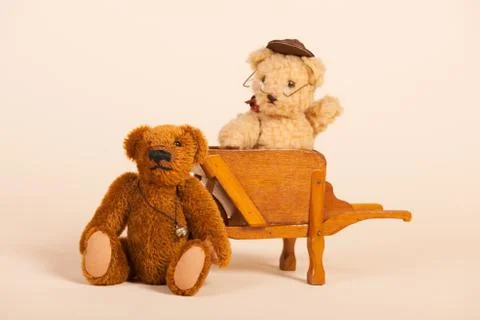 Bear in wheel barrow Foto stock