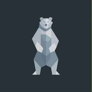 The bear is white on a background of flat polygons low poly quality design Stock Illustration
