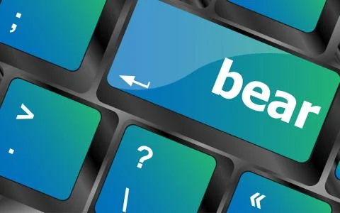 Bear word on keyboard key, notebook computer button 스톡 일러스트