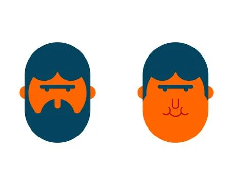 With beard and no beard. before and after. Brutal hipster and children face Illustrazione stock