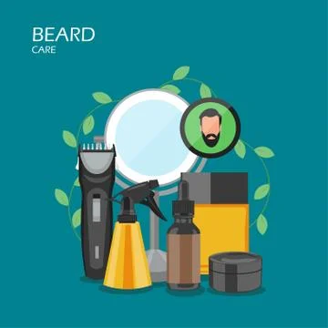 Beard care vector flat style design illustration Stock Illustration