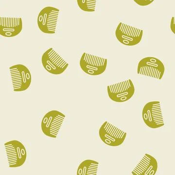 Beard comb men cosmetic glyph seamless pattern Stock Illustration