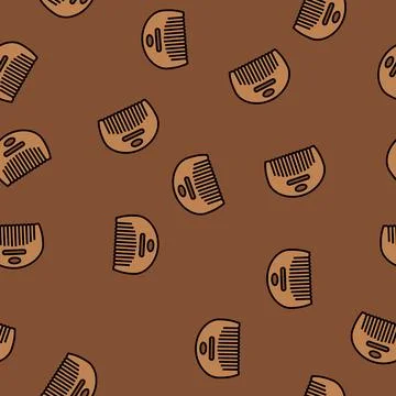 Beard comb men cosmetic vector seamless pattern Stock Illustration