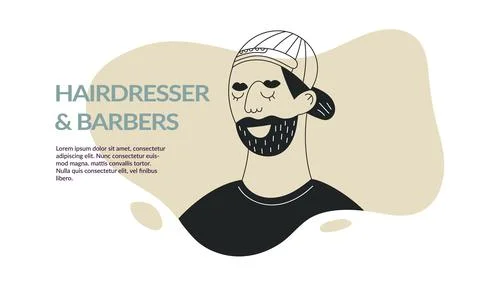 Beard face doodle man avatar with mustache and trendy haircut. Barbershop Stock Illustration