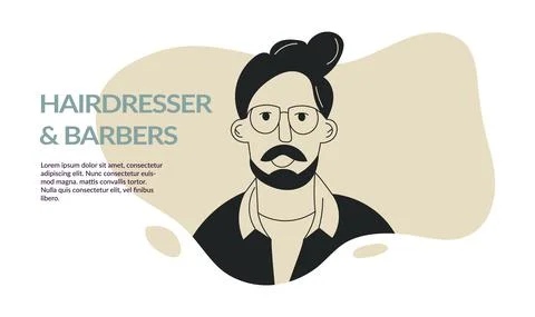 Beard face doodle man avatar with mustache and trendy haircut. Barbershop Stock Illustration