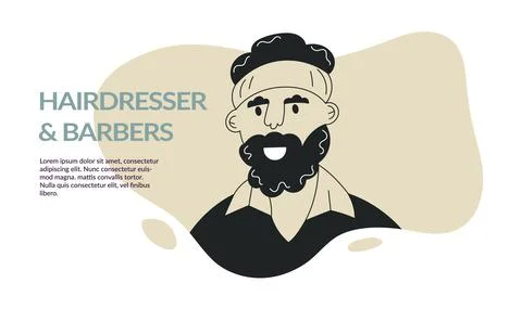 Beard face doodle man avatar with mustache and trendy haircut. Barbershop Illustrazione stock
