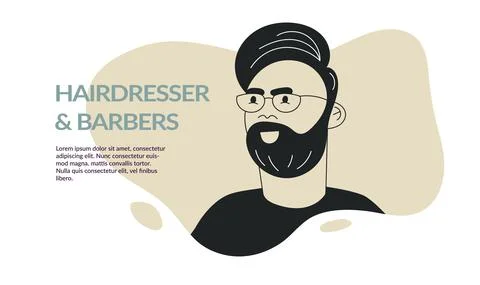 Beard face doodle man avatar with mustache and trendy haircut. Barbershop Illustrazione stock