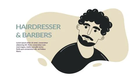 Beard face doodle man avatar with mustache and trendy haircut. Barbershop Stock Illustration