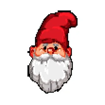 Beard garden gnome pixel art vector illustration Stock Illustration