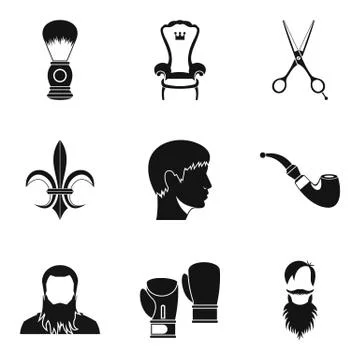 Beard icons set, simple style Stockillustratie