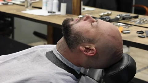 Beard modeling in Barber shop, beard care for men, male beauty concept Stock-Footage 146663669