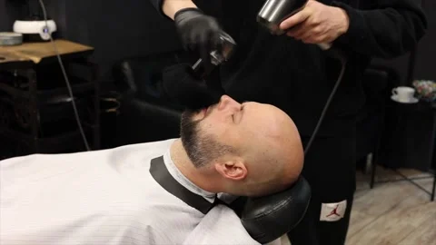 Beard modeling in Barber shop, beard care for men, male beauty concept Stock Footage 146679336