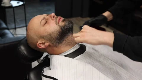 Beard modeling in Barber shop, beard care for men, male beauty concept Stock Footage 146688625