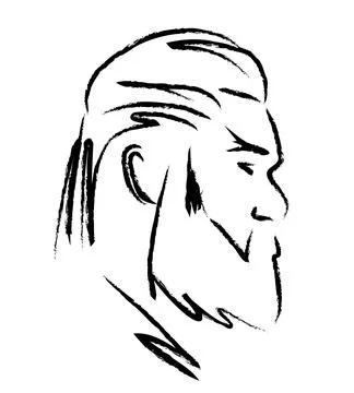 Beard, moustache and eye brows silhouette of male face. Textured doodle for b Stock Illustration