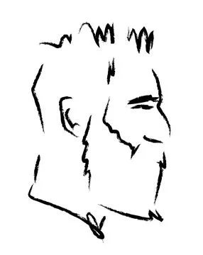 Beard, moustache and eye brows silhouette of male face. Textured doodle for b Stock Illustration
