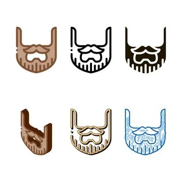Beard mustache whisker multipack icon outline Stock Illustration