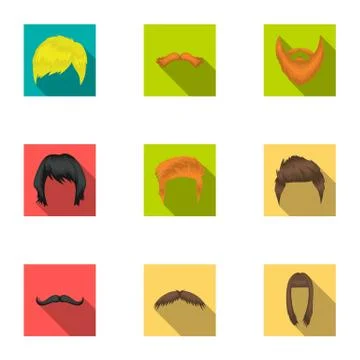 Beard set icons in flat style. Big collection of beard vector symbol stock Illustrazione stock