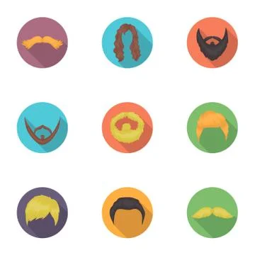 Beard set icons in flat style. Big collection of beard vector symbol stock Illustrazione stock