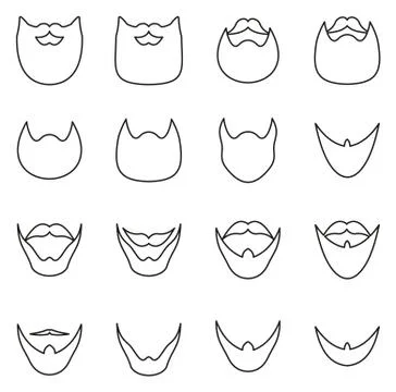 Beard Styles Icons Thin Line Vector Illustration Set Illustrazione stock