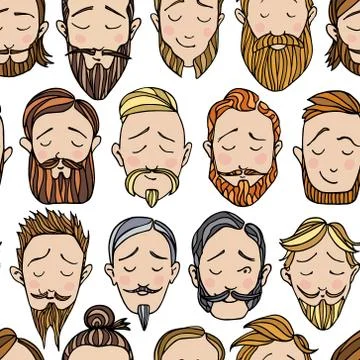 Beard styles pattern Stock Illustration