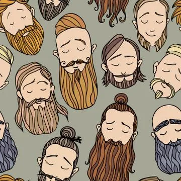 Beard styles pattern Stock Illustration