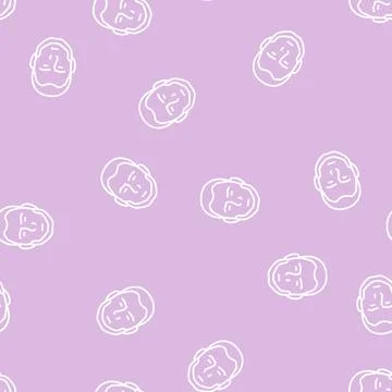 Beard without mustache beard line seamless pattern Stock Illustration