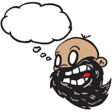 Bearded bald man with thought bubble Stock Illustration