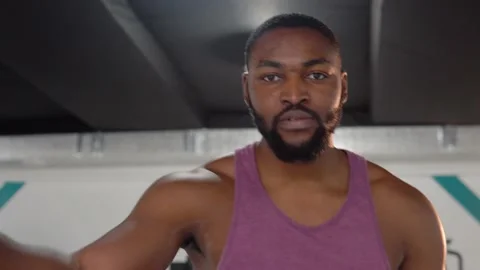 Bearded black workout in the gym Stock Footage 146913304