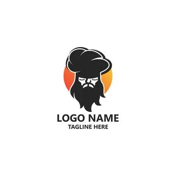 Bearded chef logo design vector Illustrazione stock
