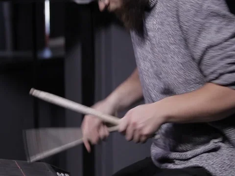 The bearded drummer Stock Footage 70058511